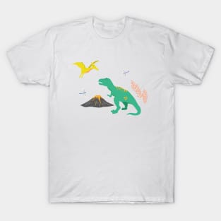 Jurassic Dinosaurs on Peach T-Shirt